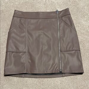 Express Chocolate Faux Leather Mini Skirt